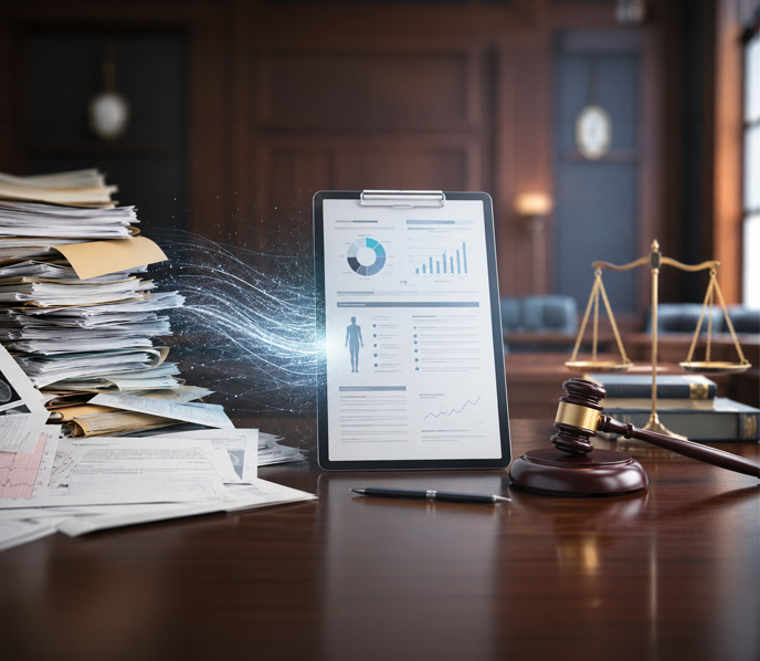 Medical records being reviewed and organized